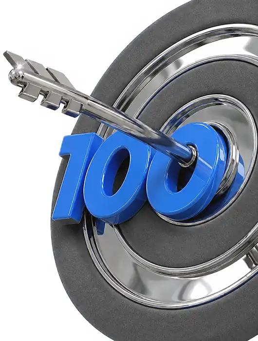 Результат в 100% Сто процентов как символ гарантированного результата